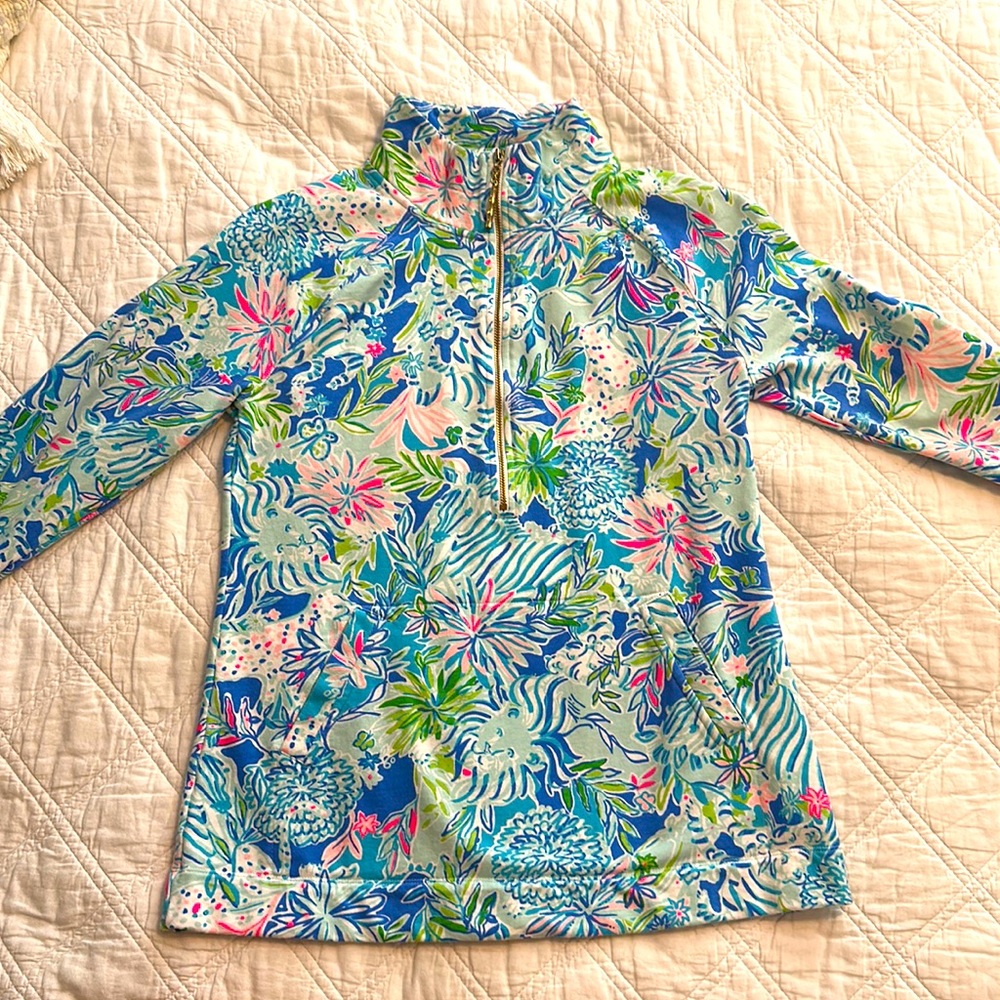 Lilly Pulitzer UPF 50+ Skipper Popover Coastal Blue Lion Around
